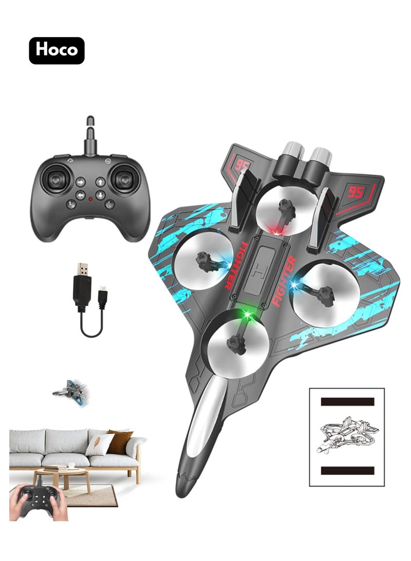 هوكو طائرة RC 2.4 جيجا هرتز للتحكم عن بعد L 25 طائرة مقاتلة عائمة رباعية المراوح - لعبة طائرة RTF مع أضواء ملونة وشحن USB، مثالية للمبتدئين والأطفال والكبار - Image 1