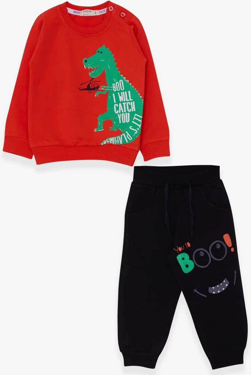 بريز Boys Tracksuit Set Dinosaur Printed Orange (1.5-5 Years)
