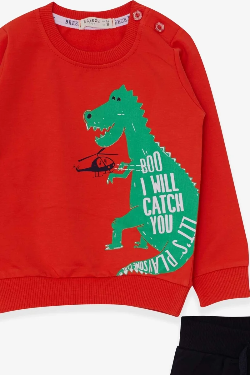 بريز Boys Tracksuit Set Dinosaur Printed Orange (1.5-5 Years)