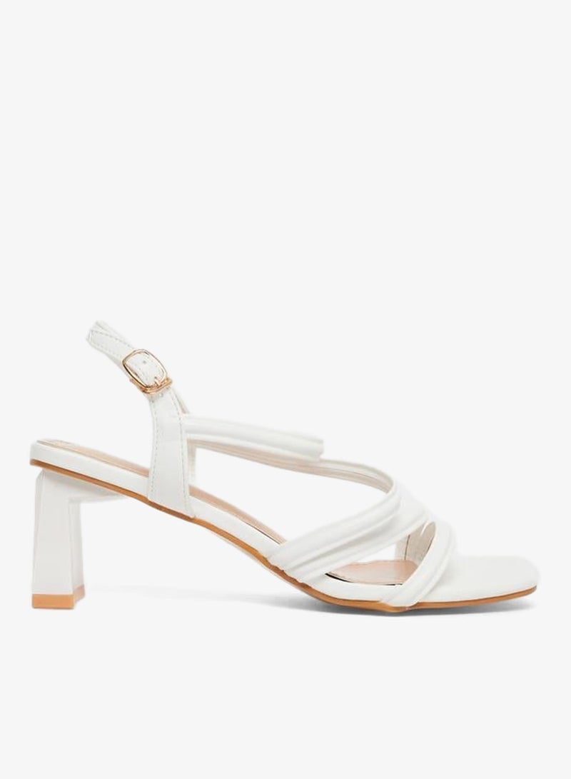 Styli White Strappy Block Heel Sandals - Image 1