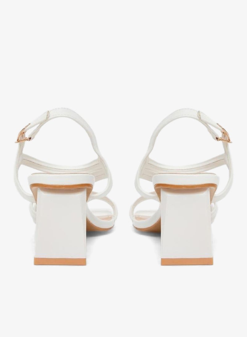 Styli White Strappy Block Heel Sandals - Image 5