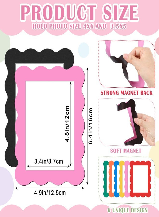 كينغدير مجموعة كينجدر المكونة من 12 قطعة من إطارات الصور المغناطيسية المزخرفة للثلاجة، مقاس 4 × 6، بألوان زاهية وقابلة لإعادة الاستخدام، حاملات صور مزخرفة للثلاجة والمنزل والمدرسة والمكتب والمطبخ والخزانة - Image 2