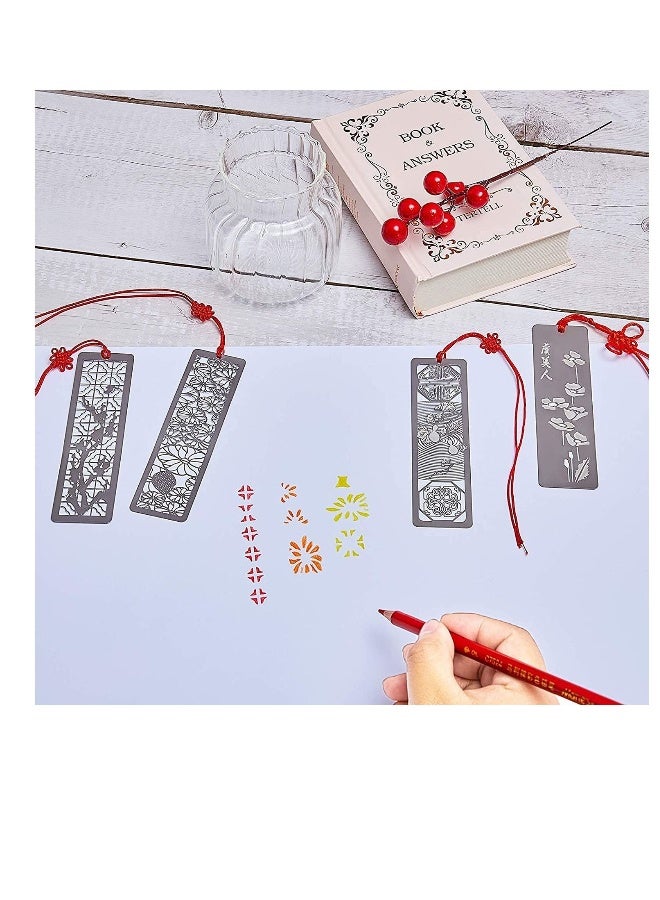 Metal Bookmarks Set, 8 Pcs Creative Chinese Style Exquisite Stainless Steel Hollow Metal Bookmark, Unique Metal Bookmarks for Book Lovers, Readers, Writers, Women, Men, for Book Reading Presents - Image 2