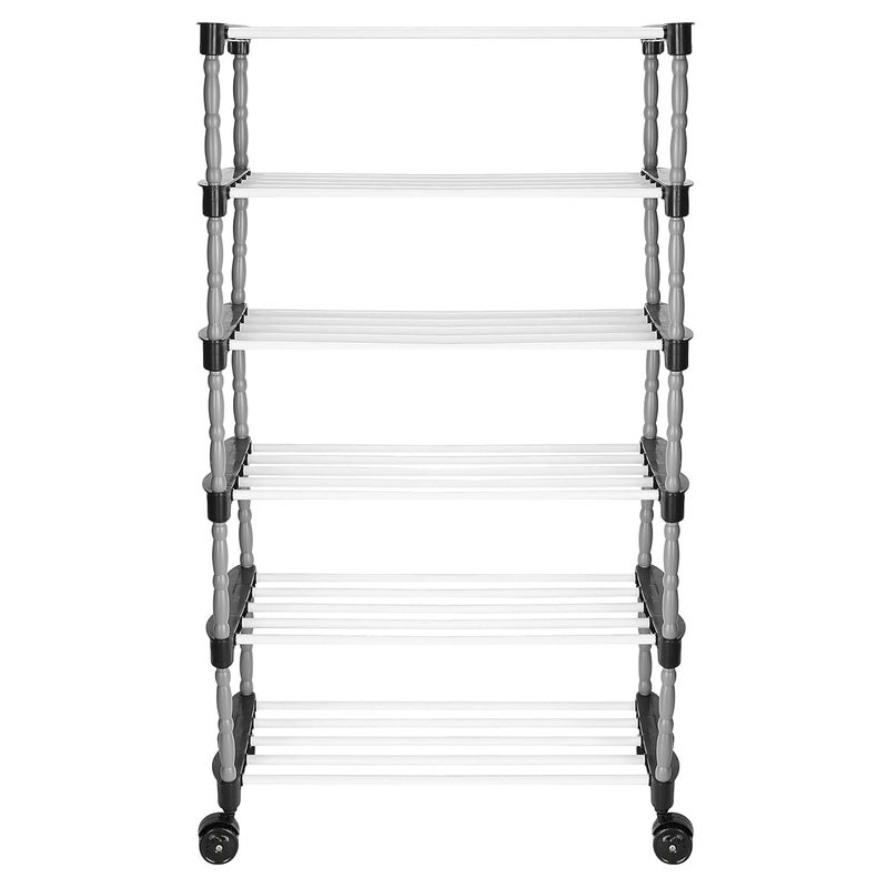 FLIPZON Multipurpose 5 ShelvesLayer Shoe Rack Organizer with Wheels and Dustproof Cover Portable Smart Storage Rack Organizer with Zip Cover Easy to Move Metal Plastic Multicolour - Image 3
