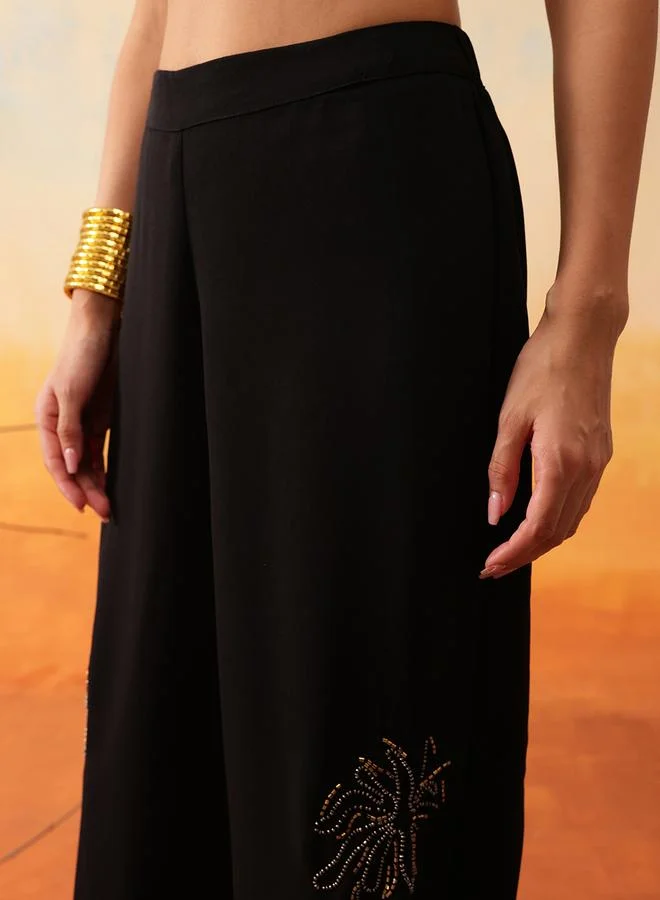 STREET 9 STREET 9 Black Beaded Longline Shirt and Trousers Co-Ords