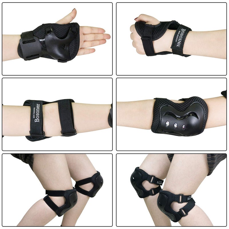 BOSONER Kids/Youth Knee Pad Elbow Pads Guards Protective Gear Set for Roller Skates Cycling BMX Bike Skateboard Inline Skatings Scooter Riding Sports - Image 4