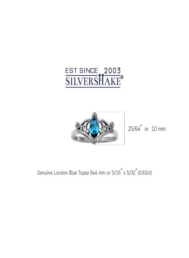 Silvershake 8X4mm Genuine Marquise Shape London Blue Topaz 925 Sterling Silver Filigree Victorian Style Ring December Gemstone Birthstone Size 5.5 - Image 3