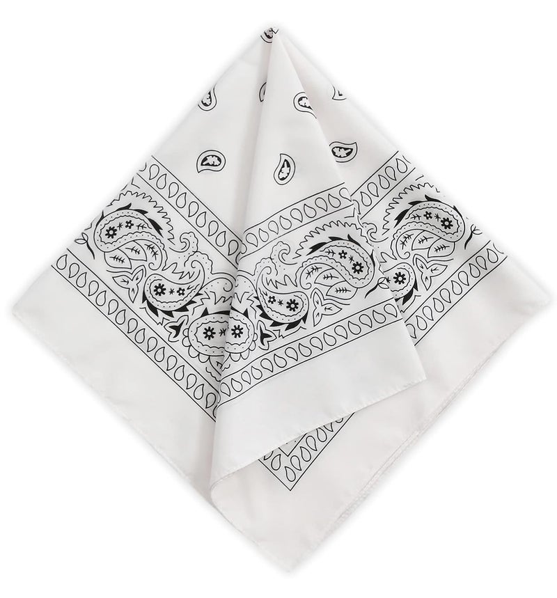 DIKHAWA Unisex Soft Breathable Cotton Paisley Printed Cowboy Bandanas,Headband,Scarf (BLACK,WHITE_50CM X 50CM_Pack of 2) - Image 5