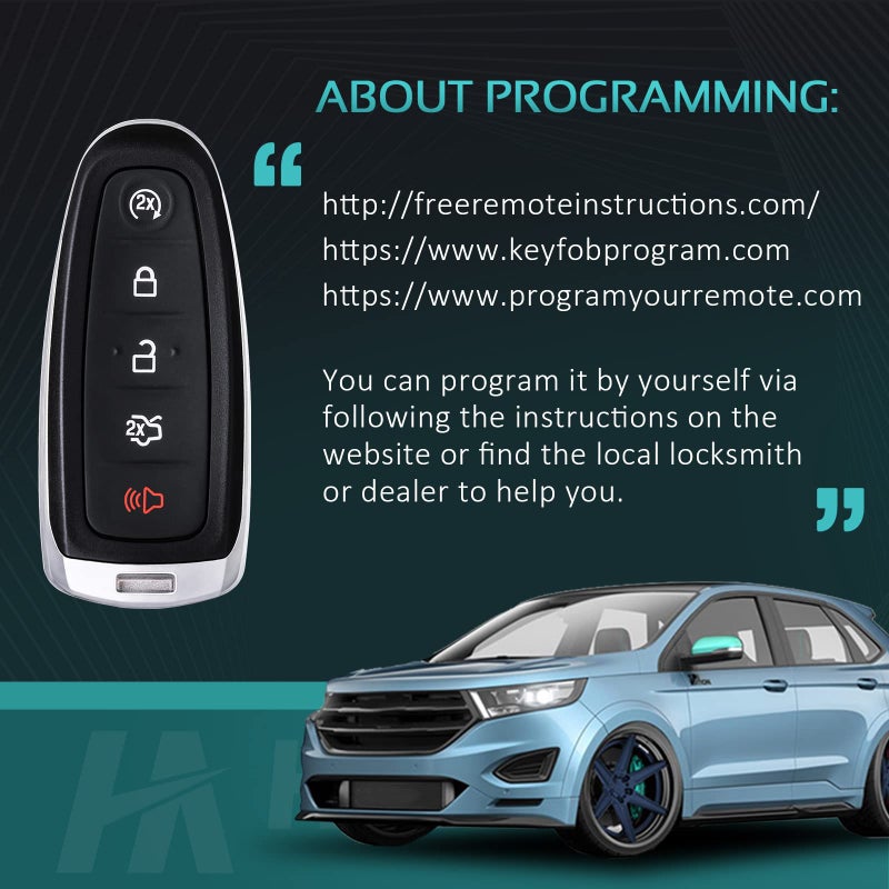 HelloAuto Key Fob Replacement for Ford Explorer Edge 2011-2015, Smart Remote Keyless Entry for Flex Taurus 2013-2019 Expedition Focus Lincoln MKS MKT MKX Navigator Self Programming Key(M3N5WY8609) - Image 3