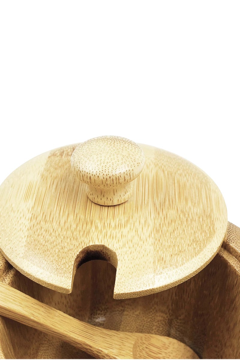 Natural Bamboo Condiment Jar with Lid & Spoon – Spice Sugar Salt Storage Pot – Eco-Friendly Wooden Container for Kitchen or Dining Table  - Image 4