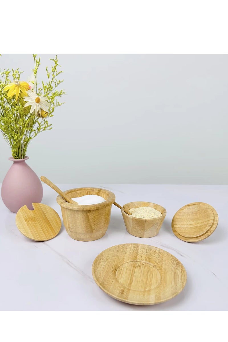 Natural Bamboo Condiment Jar with Lid & Spoon – Spice Sugar Salt Storage Pot – Eco-Friendly Wooden Container for Kitchen or Dining Table  - Image 5