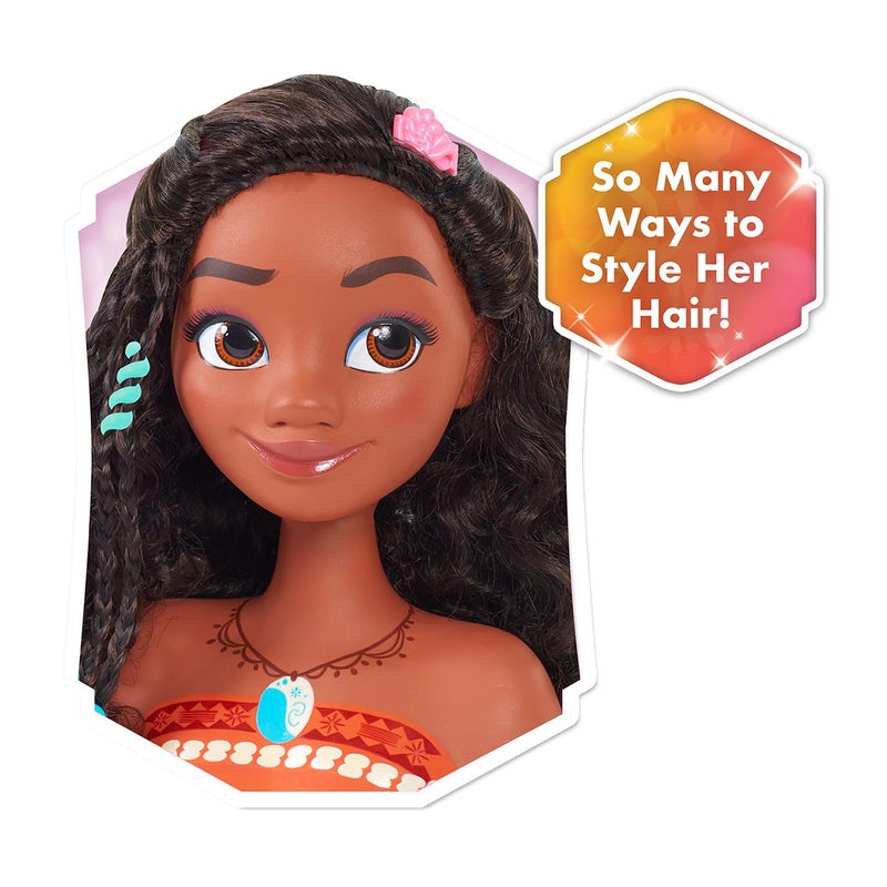 Just Play Disney Princess Moana Styling Head with Accessories, 14-pieces, Black Hair, Brown Eyes, Kids Toys for Ages 3 Up by Just Play - Image 5