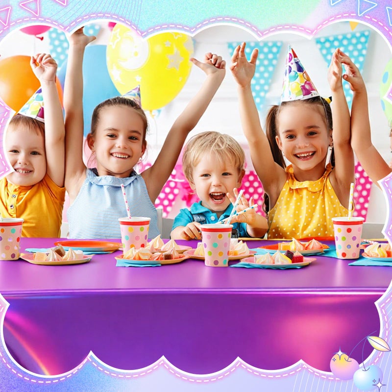 Oudain 3 Pcs Kpop Theme Party Purple & Pink & Silver Iridescent Party Tablecloth 54 x 108 Inch Plastic Rectangle Tablecloth Waterproof Table Cover for Kpop Theme Birthday Decoration - Image 2