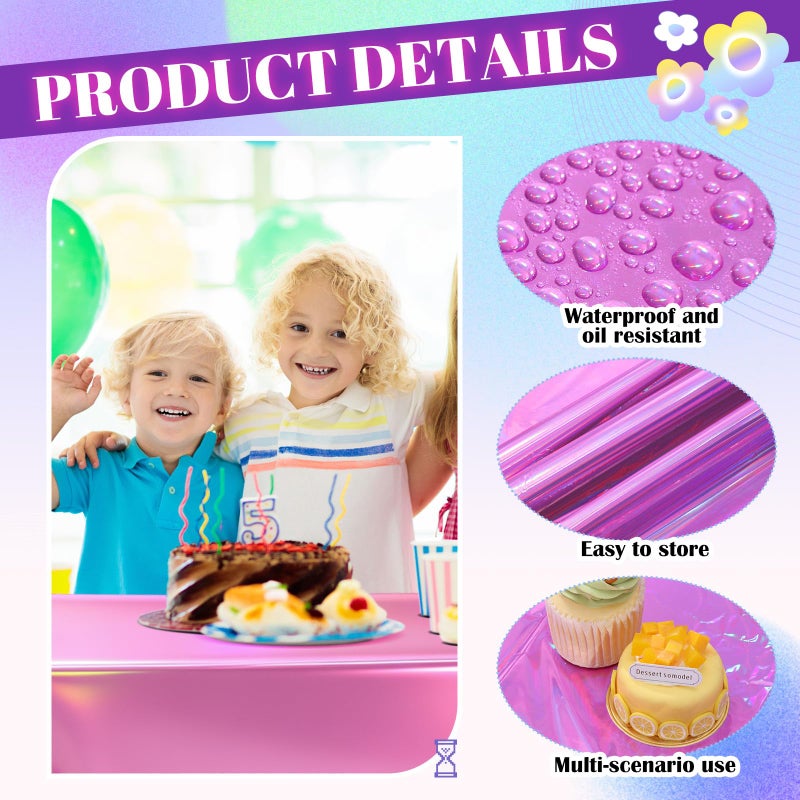 Oudain 3 Pcs Kpop Theme Party Purple & Pink & Silver Iridescent Party Tablecloth 54 x 108 Inch Plastic Rectangle Tablecloth Waterproof Table Cover for Kpop Theme Birthday Decoration - Image 4