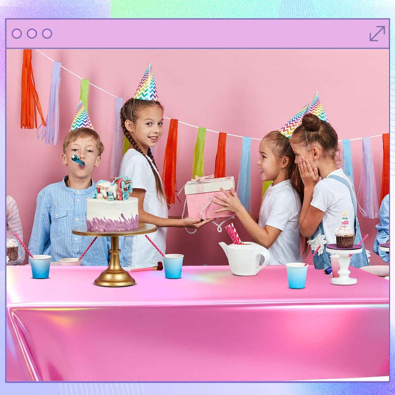 Oudain 3 Pcs Kpop Theme Party Purple & Pink & Silver Iridescent Party Tablecloth 54 x 108 Inch Plastic Rectangle Tablecloth Waterproof Table Cover for Kpop Theme Birthday Decoration - Image 5
