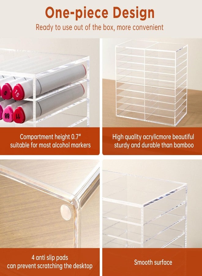BEYGORM Acrylic Vertical Marker Organizer for 140 Markers,Angled Pen Holders Desktop Organization,Clear Large Stationary Pencil Holder for Desk,Art Supply Storage Organizers for School Supplie - Image 5