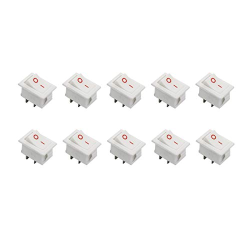 Electronicspices Mini Rocker Switch White 2 Pin SPST ON-OFF 250V PACK OF 10 - Image 1