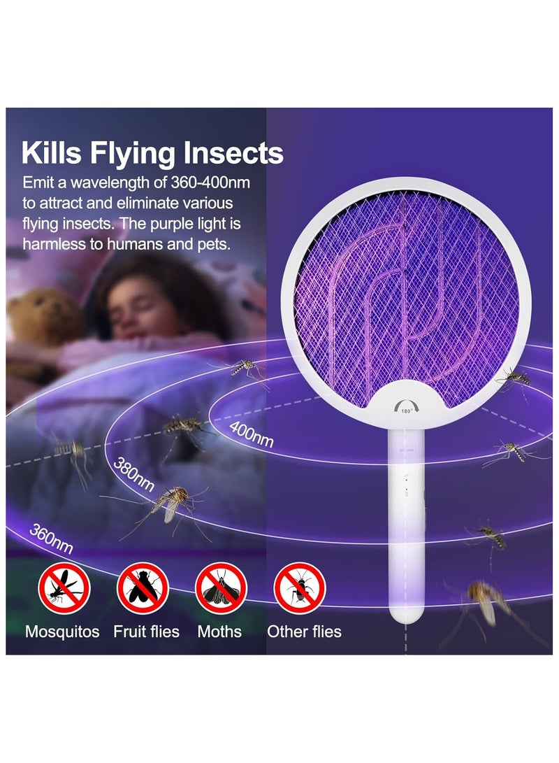 مصيدة الذباب والبعوض الكهربائية قابلة للطي، مضرب حشرات محمول 2 في 1، مصباح مصيدة الذباب والبعوض، قابل لإعادة الشحن عبر USB. - Image 4