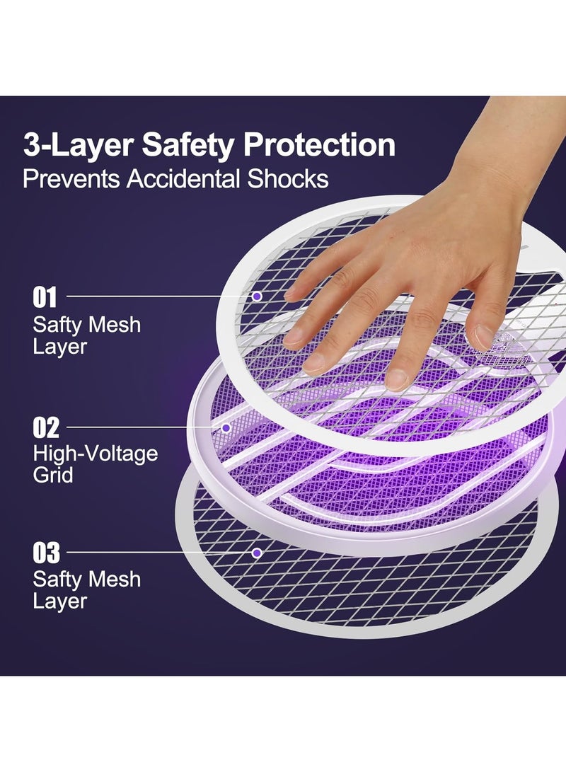 مصيدة الذباب والبعوض الكهربائية قابلة للطي، مضرب حشرات محمول 2 في 1، مصباح مصيدة الذباب والبعوض، قابل لإعادة الشحن عبر USB. - Image 3