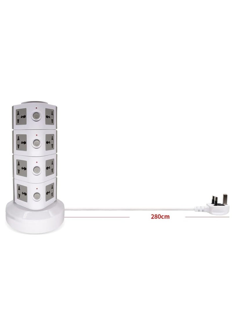 JAJEEK Universal Vertical Tower Power Strip – Multi-Socket (110V-250V) with 2 USB Ports, Electric Charging Station Surge Protector, 4 Layers, Suitable for Any Country – Ideal for Home, Office, Travel, and Electronics Charging  - Image 5