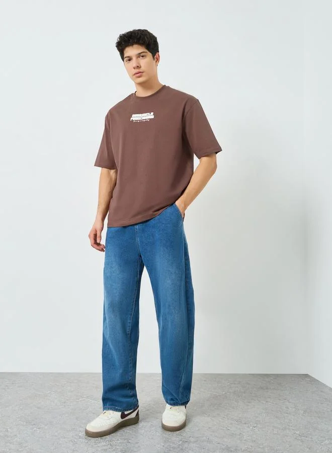 Styli Men Cotton Crew Neck Relaxed Fit T-Shirt