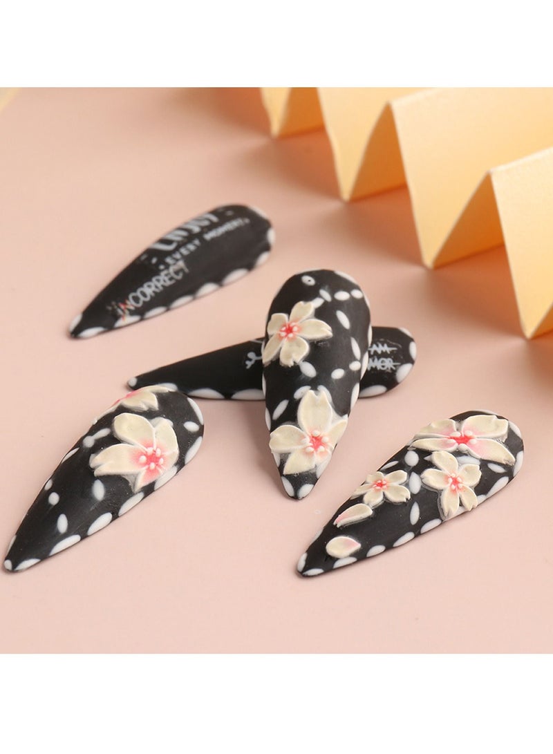 نيبمينينت Flower Nail Art Sticker Decals 5d Exquisite Embossed Supplies Self-Adhesive Decoration Pink Romantic Cherry Blossom Leaf Petal Carving Design Acrylic 3 Sheets - Image 2