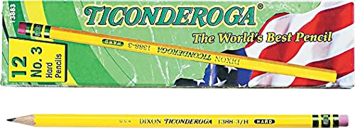 Ticonderoga Wood-Cased Pencils, Unsharpened, #3 H Hard, Yellow, 12 Count - Image 3