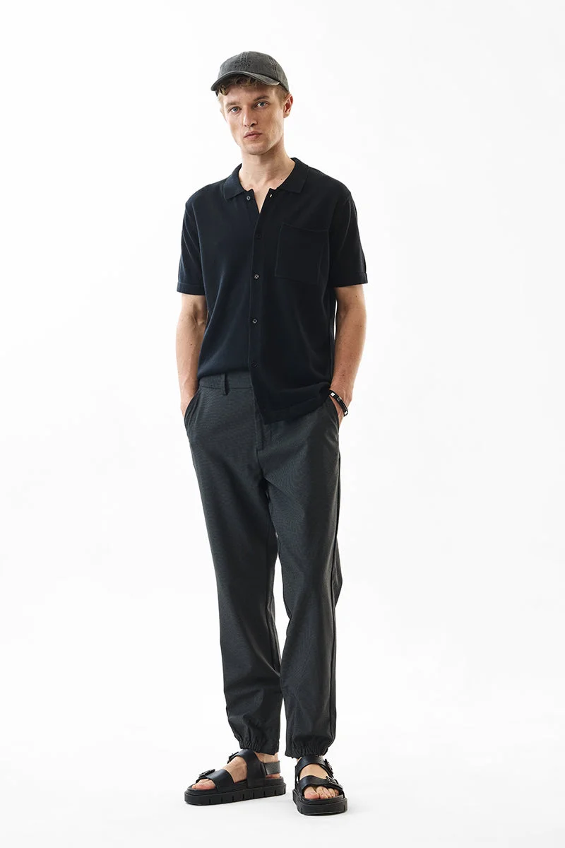 SNITCH Relaxed Fit Stretch Black Trousers