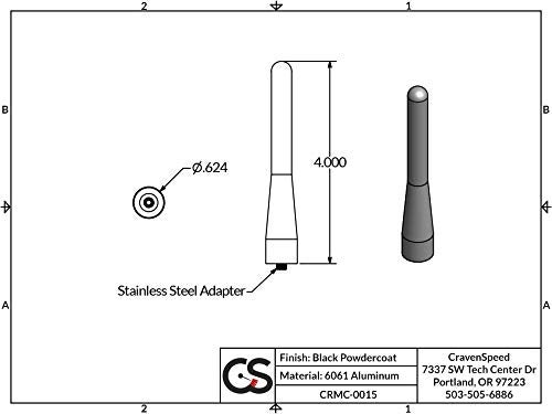 CravenSpeed Stubby Antenna Compatible with Mini Cooper 2001-2026 | 4 inches | Short Antenna Replacement | Made in The USA - Image 2