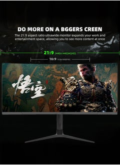 HILUKE 34" Curved WQHD 3440×1440 Gaming Monitor 165Hz, 1ms, 1500R, HDR 10, 100% sRGB PC Screen, AMD Free-Sync Premium/G-Sync Compatible, 2 x DispalyPort 1.4 & HDMI 2.0, Height/Tilt Adjustable Stand, Black  - Image 4