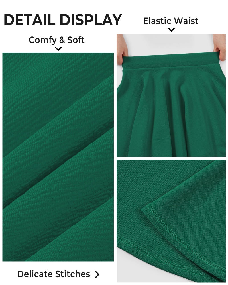 BOOPH Kids Girls Skirt Casual Mini Flare Plain Pleated Skater Uniform Skirts 7-8 Years Green - Image 2