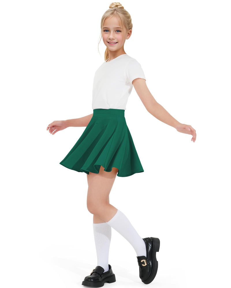 BOOPH Kids Girls Skirt Casual Mini Flare Plain Pleated Skater Uniform Skirts 7-8 Years Green - Image 4