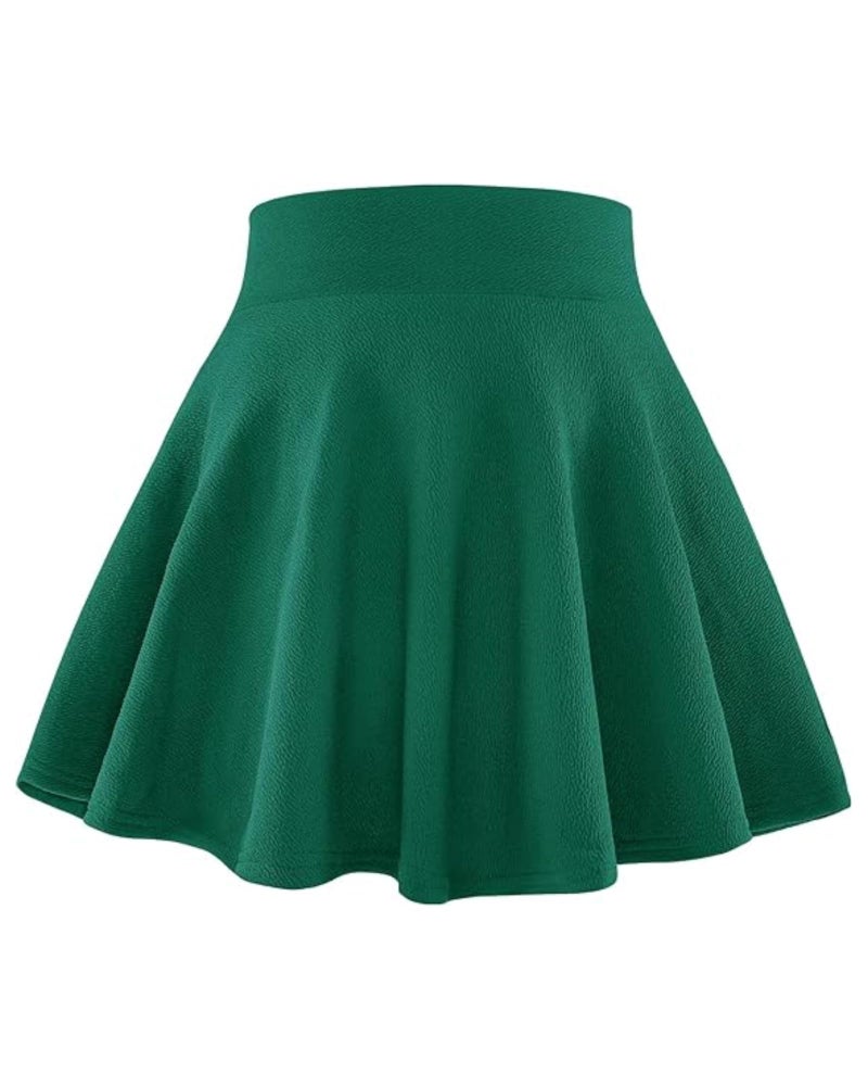 BOOPH Kids Girls Skirt Casual Mini Flare Plain Pleated Skater Uniform Skirts 7-8 Years Green - Image 1
