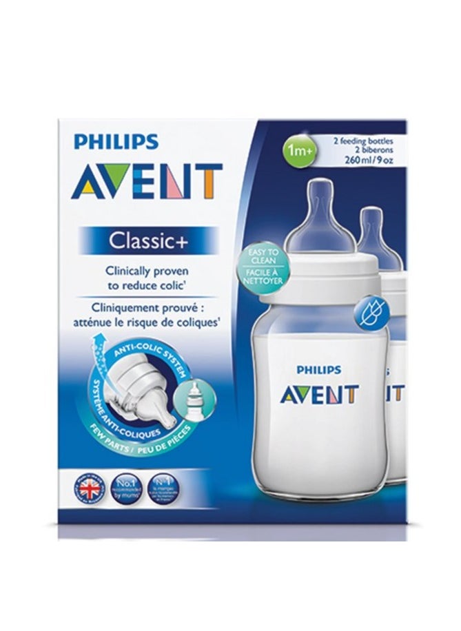 Avent Philips Avent Sc563/62 Classic Plus slow flow baby bottle Pink, 260 ml, 2 Pack 