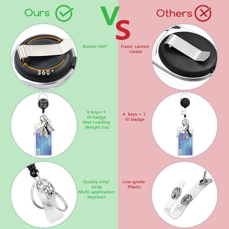 كاست ويف حامل شارات الهوية مع حبل قابل للفصل، حبال اقتباسات ملهمة لشارات الهوية قابلة للتعديل، بكرة شارات إيجابية شديدة التحمل قابلة للسحب للمعلمين والممرضات ومكتب العمل والهدايا، لون أسود - Image 5