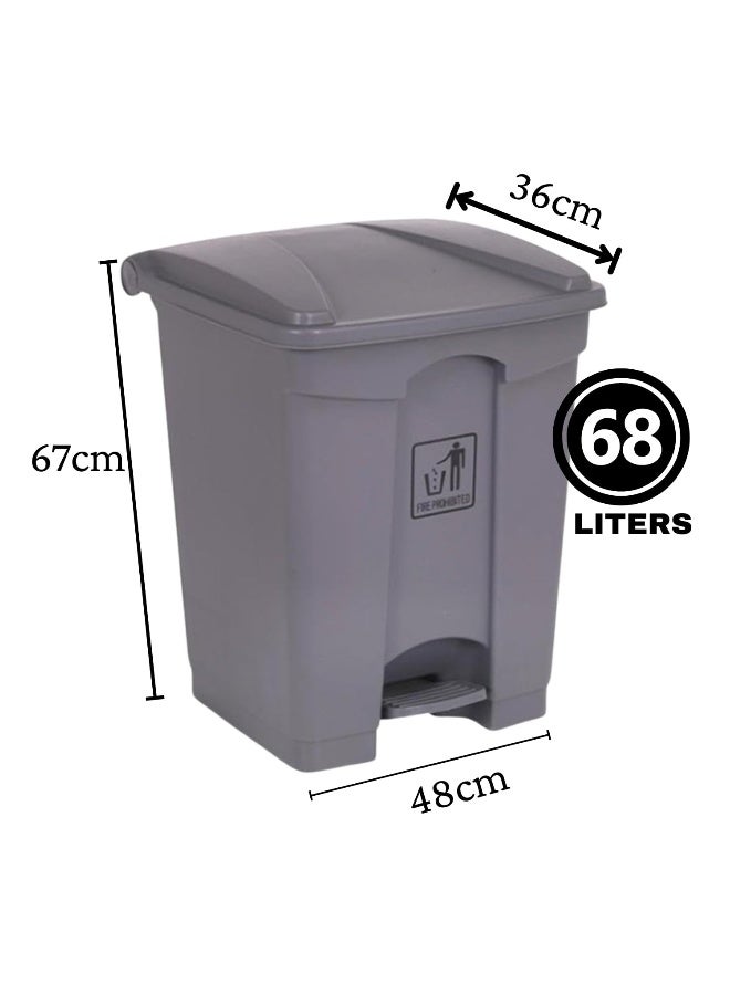 AKC سلة نفايات بدواسة مع غطاء – 30 لتر، 45 لتر، 68 لتر، 87 لتر | رمادي، أصفر، أحمر، أخضر | سلة نفايات بلاستيكية متينة مع دواسة وغطاء (رمادي، 68 لتر) - Image 2