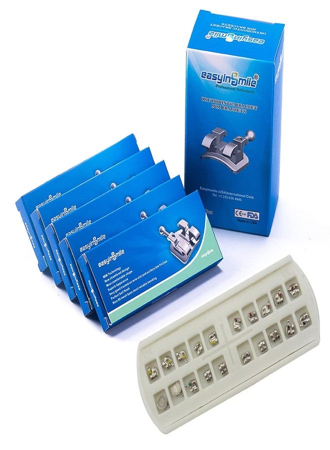 SNAWOP Dental Orthodontic Brackets Mini Metal Tooth Braces Roth/MBT (5 Packs Roth 022 3-4-5 with Hooks - Image 1