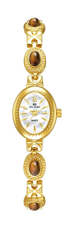 FANMIS Gold Watches for Women with Small Vintage Bracelet Elegant Jade Oval Dial Dress Watch Fashion Quartz Wrist Watch Waterproof Watch (Y Gold White) - Image 1