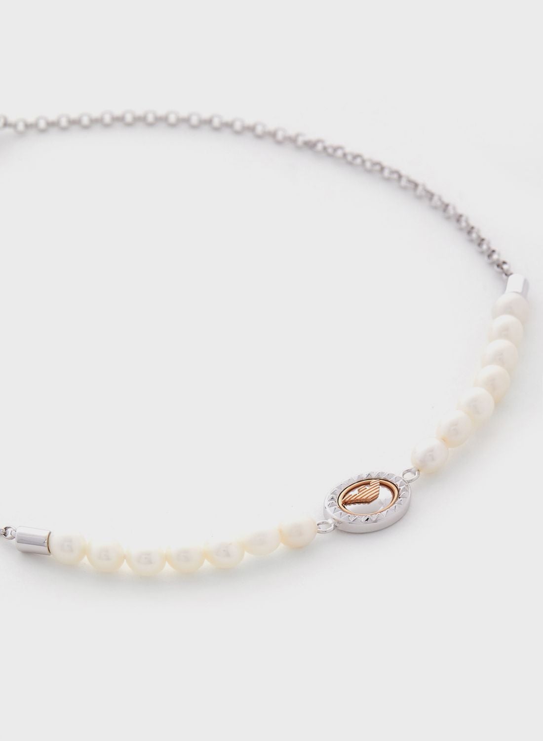 Buy Emporio Armani Silver Logo Beaded Bracelet for Women in UAE