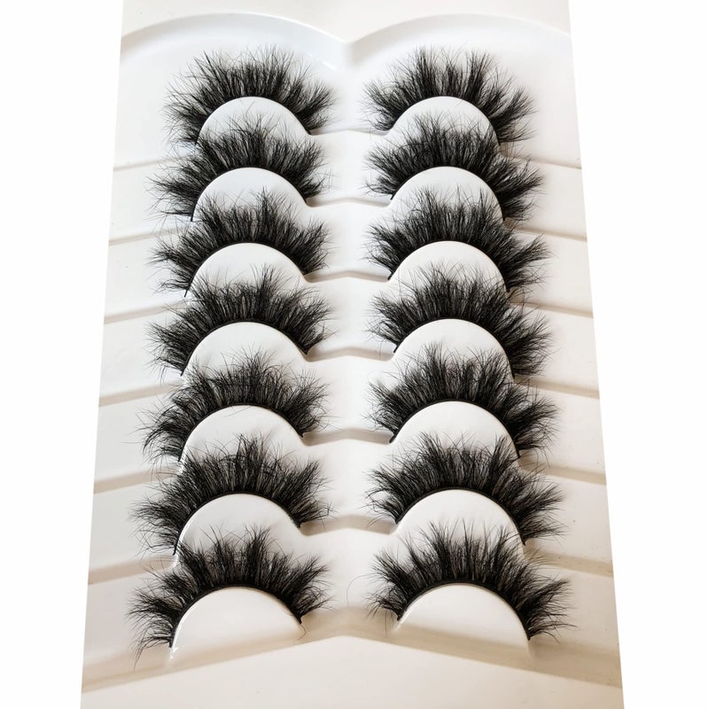 Pooplunch False Eyelashes Sexy Volume 8D Faux Mink Lashes 15MM Wispy Short Natural Fake Eye Lash Strips 7 Pairs Pack - Image 3