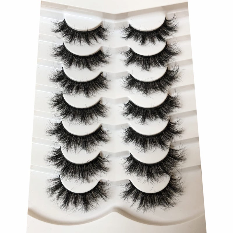Pooplunch False Eyelashes Sexy Volume 8D Faux Mink Lashes 15MM Wispy Short Natural Fake Eye Lash Strips 7 Pairs Pack - Image 2