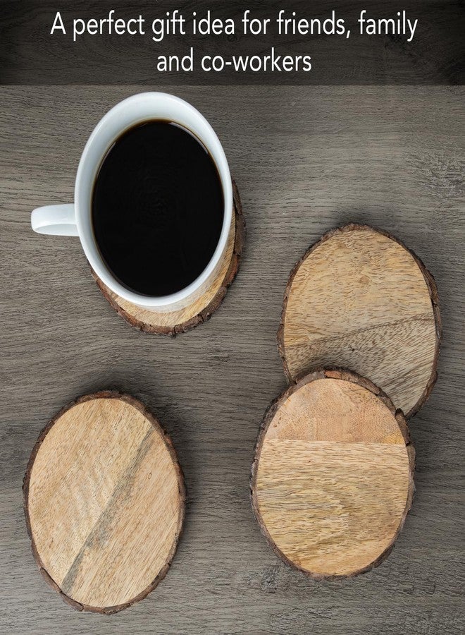 ثيريستي ستون قواعد أكواب دائرية من لحاء خشب المانجو من مزرعة ثيرستيستون الحضرية (مجموعة من 4 قطع)، بني - Image 4