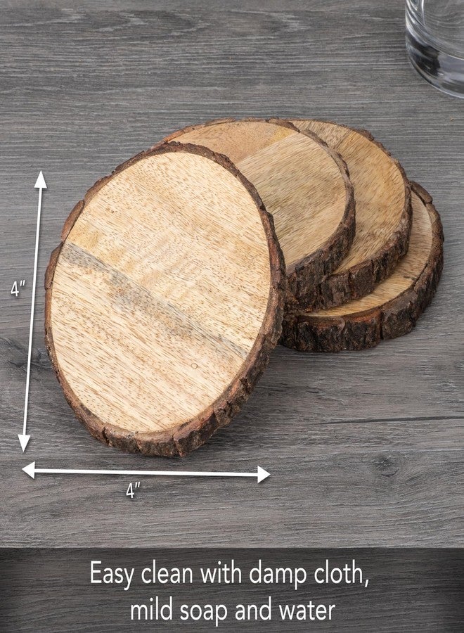 ثيريستي ستون قواعد أكواب دائرية من لحاء خشب المانجو من مزرعة ثيرستيستون الحضرية (مجموعة من 4 قطع)، بني - Image 3