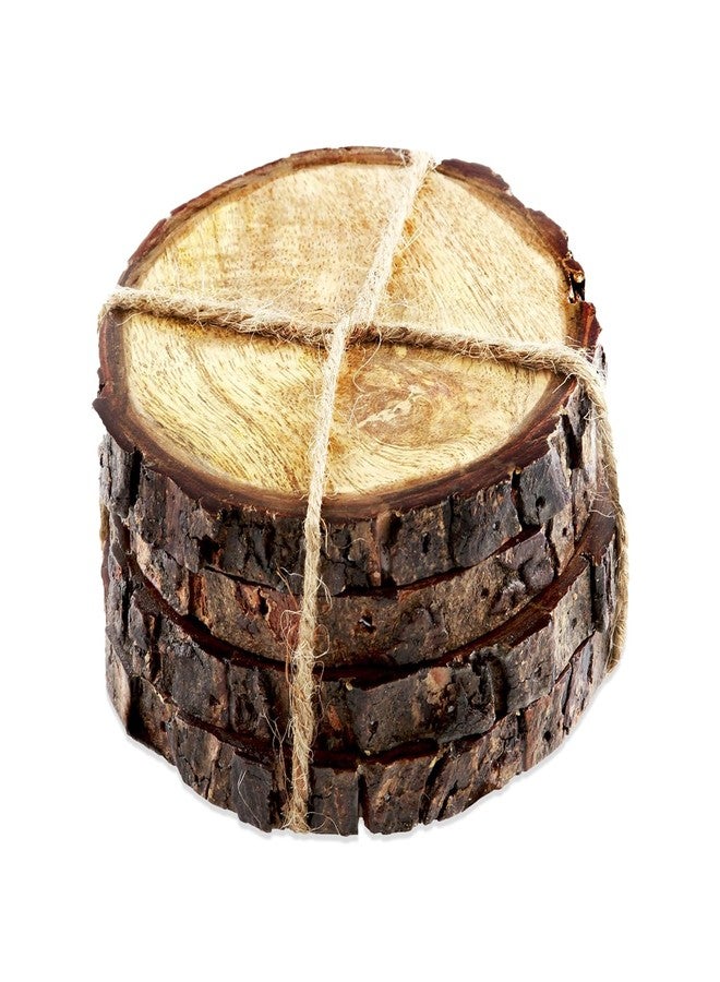 ثيريستي ستون قواعد أكواب دائرية من لحاء خشب المانجو من مزرعة ثيرستيستون الحضرية (مجموعة من 4 قطع)، بني - Image 5