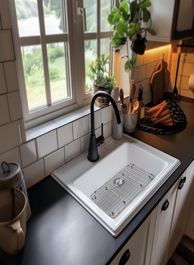 MIYUPTC Metal Sink Grate Protector for Kitchen, Stainless Steel Sink Bottom Grid 27-9/16" X 14-9/16",Large Kitchen Sink Protector with Rear Drain Hole, Kitchen Sink Rack with Strainer for Single Bowl - Image 5
