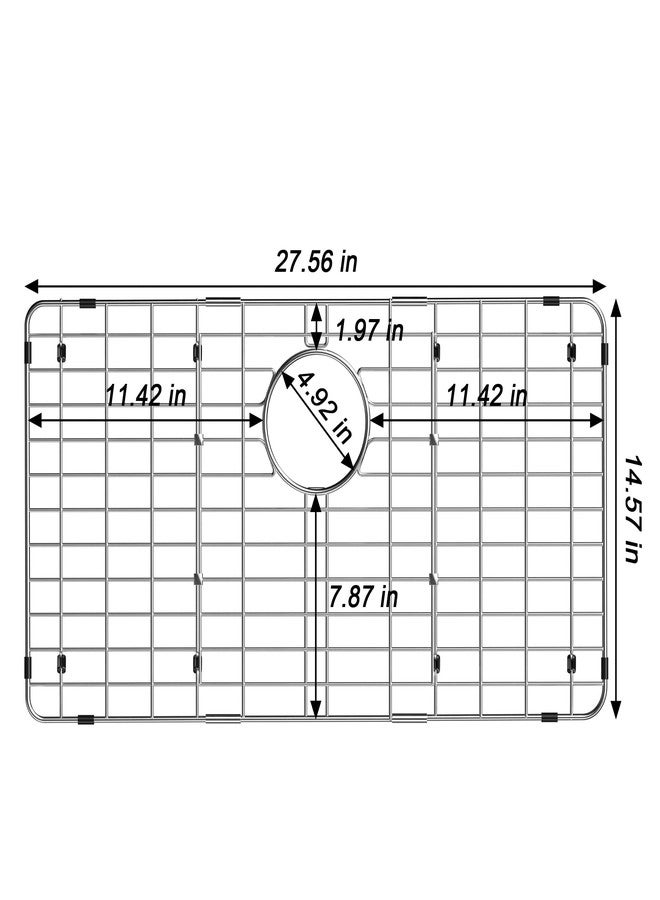 MIYUPTC Metal Sink Grate Protector for Kitchen, Stainless Steel Sink Bottom Grid 27-9/16" X 14-9/16",Large Kitchen Sink Protector with Rear Drain Hole, Kitchen Sink Rack with Strainer for Single Bowl - Image 2