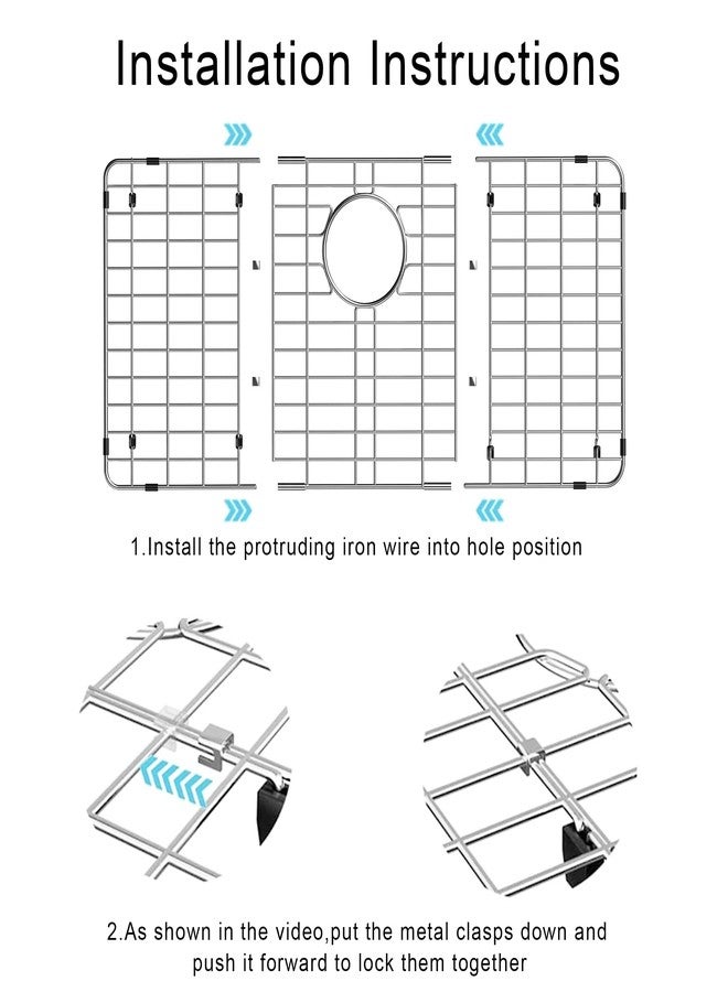 MIYUPTC Metal Sink Grate Protector for Kitchen, Stainless Steel Sink Bottom Grid 27-9/16" X 14-9/16",Large Kitchen Sink Protector with Rear Drain Hole, Kitchen Sink Rack with Strainer for Single Bowl - Image 3