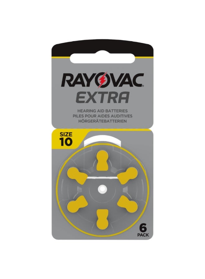6-Pieces Rayovac Extra (Size 10) Hearing Aid Batteries Zinc-Air 0% Mercury