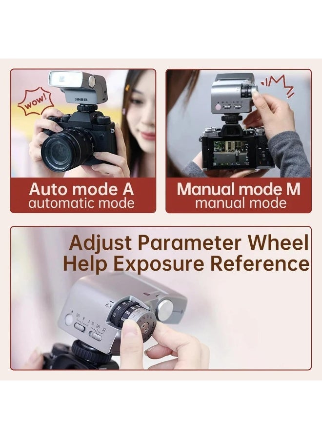 جينبي Jinbei Hi-5 Retro Camera Flash Gn16 26Ws Portable Full-Power Universal Speedlite, Pink - Image 4