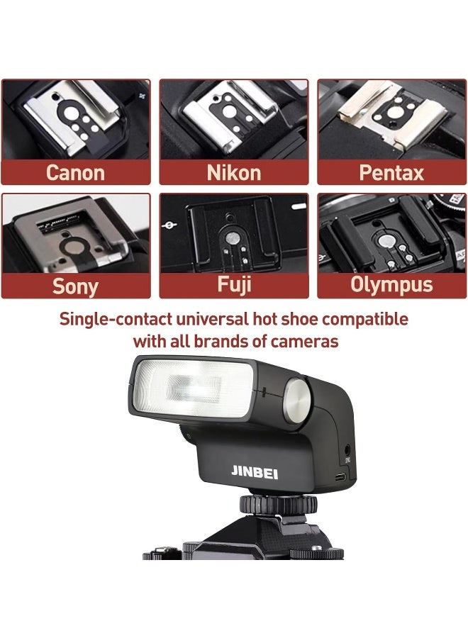 جينبي Jinbei Hi-5 Retro Camera Flash Gn16 26Ws Portable Full-Power Universal Speedlite, Pink - Image 3